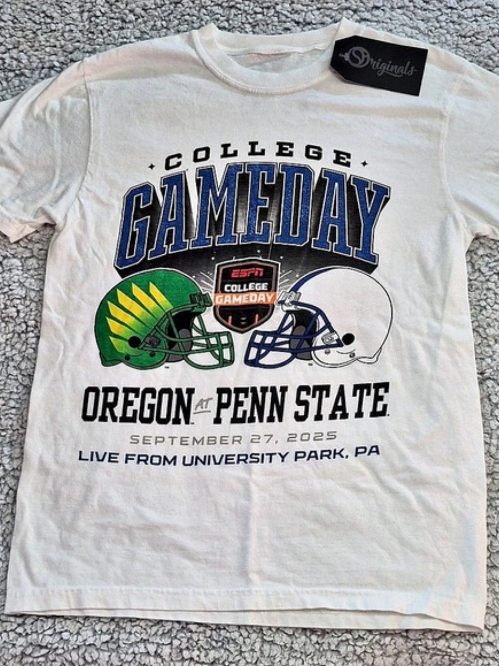 ESPN College Gameday Oregon at Penn State September 27 2025 T-Shirt White & Blue